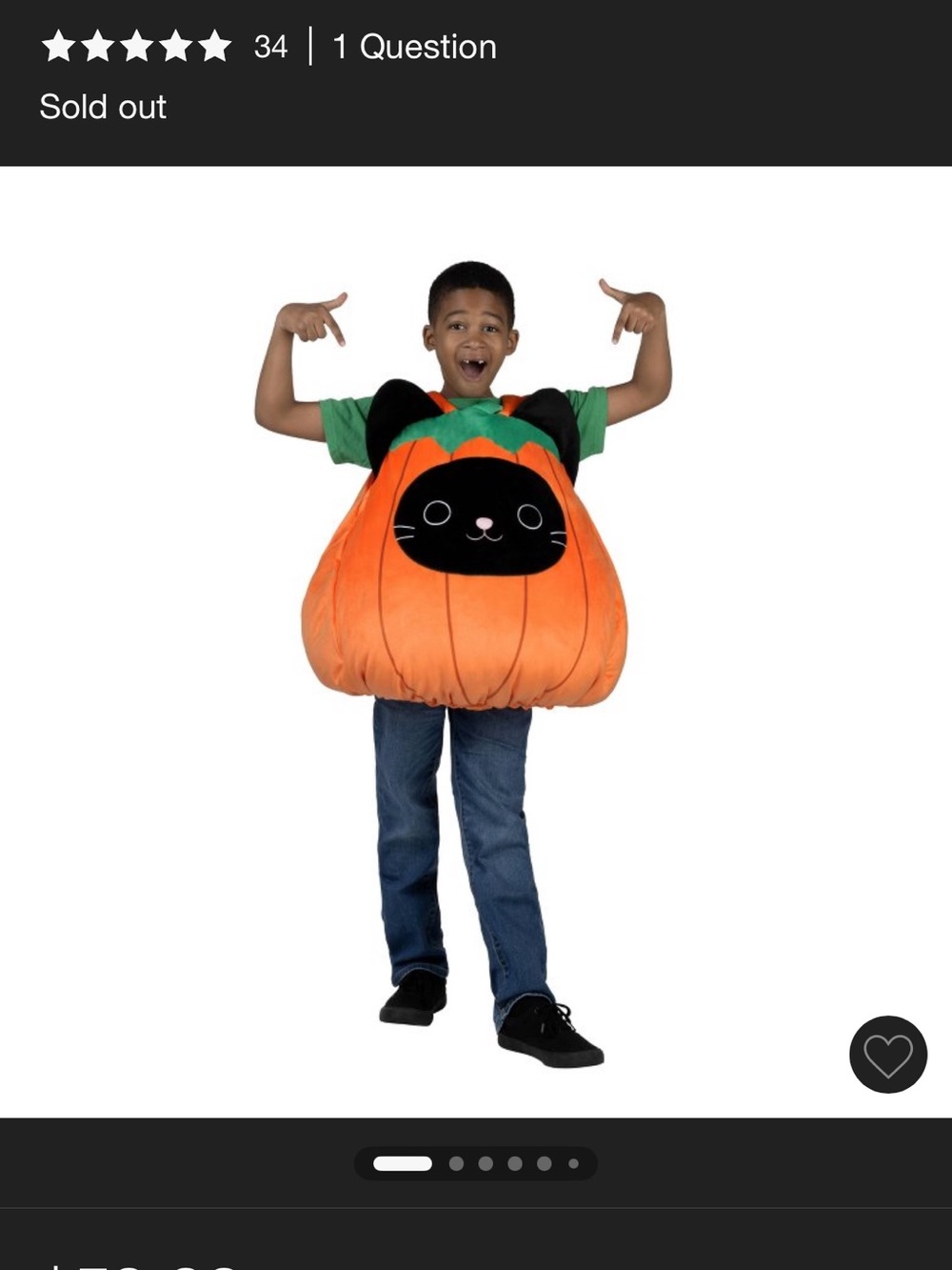 Squishmallows Orange Pumpkin Cat Plush Tunic Costume and matching pail.